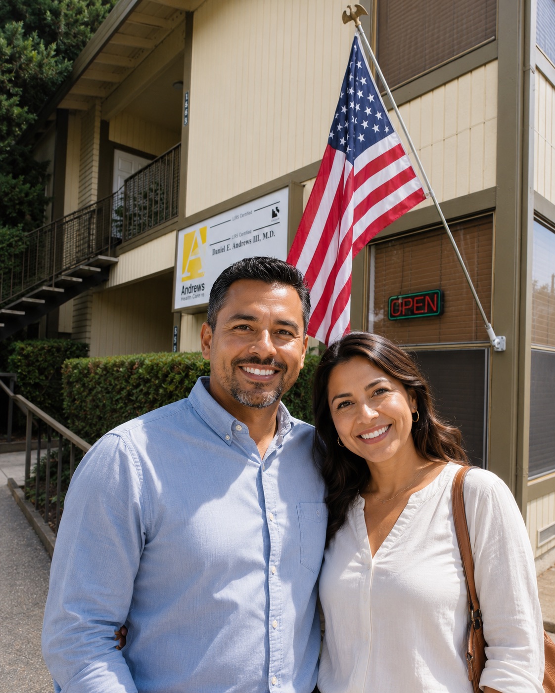 A couple outside The Heart and Health Center in Napa